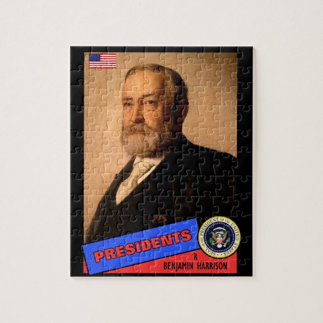 Quebra-cabeça Cartão de beisebol de Benjamin Harrison (Vertical)