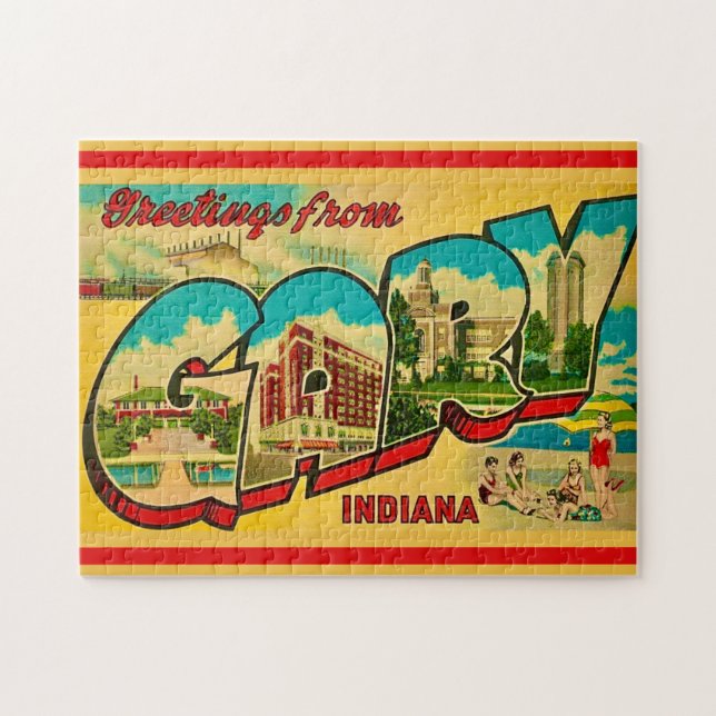 Quebra-cabeça Cartão de Boas Vindas de Gary Indiana (Horizontal)