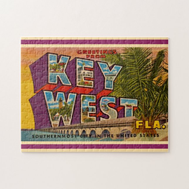 Quebra-cabeça Cartão de Boas-Vindas de Key West 11x14 Quebra-Cab (Horizontal)
