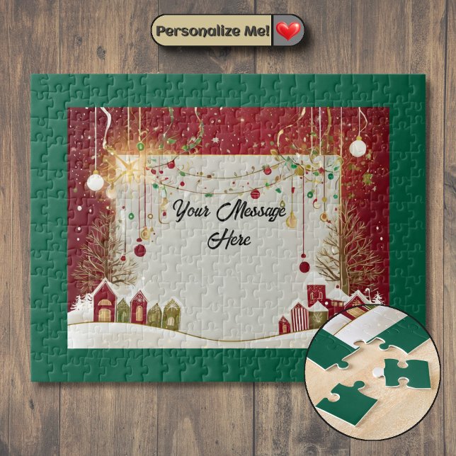 Quebra-cabeça Cartão de Natal Personalizado (Customizable Christmas Card Jigsaw Puzzle)