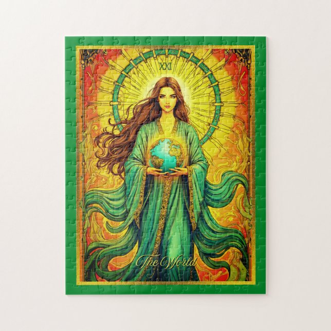 Quebra-cabeça Cartão de Tarô Art Nouveau O Mundo (Vertical)