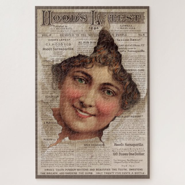 Quebra-cabeça Cartão de venda de pó dentário de Hood 1884 (Vertical)