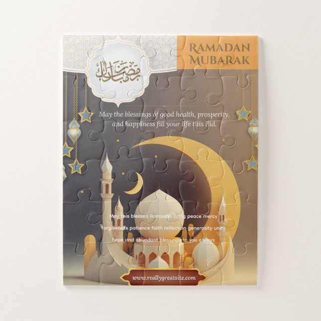 Quebra-cabeça Cartão Eid Mubarak com Masjid (Vertical)