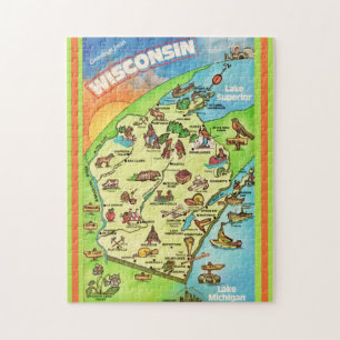Quebra-cabeça Cartão Postal Colorido de Wisconsin 11x14