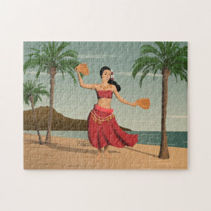 Quebra-cabeça Cartão-postal da Havaiana Vintage Hula
