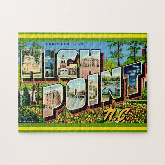 Quebra-cabeça Cartão postal de High Point NC 11x14 (Horizontal)
