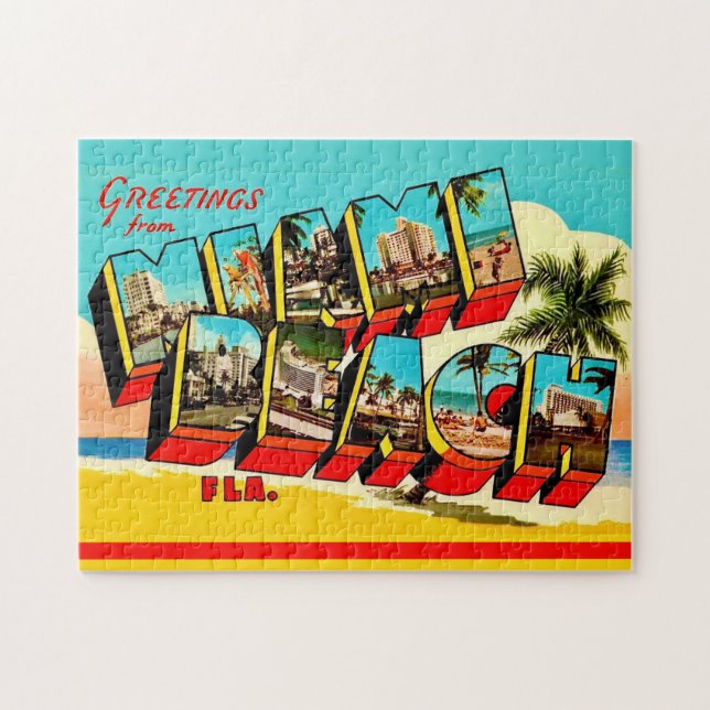 Quebra-cabeça Cartão postal de Miami Beach 11x14 (Horizontal)