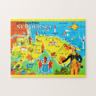 Quebra-cabeça Cartão postal do mapa de Nova Jersey 11x14l