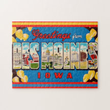 Cartão postal retrô Des Moines Iowa