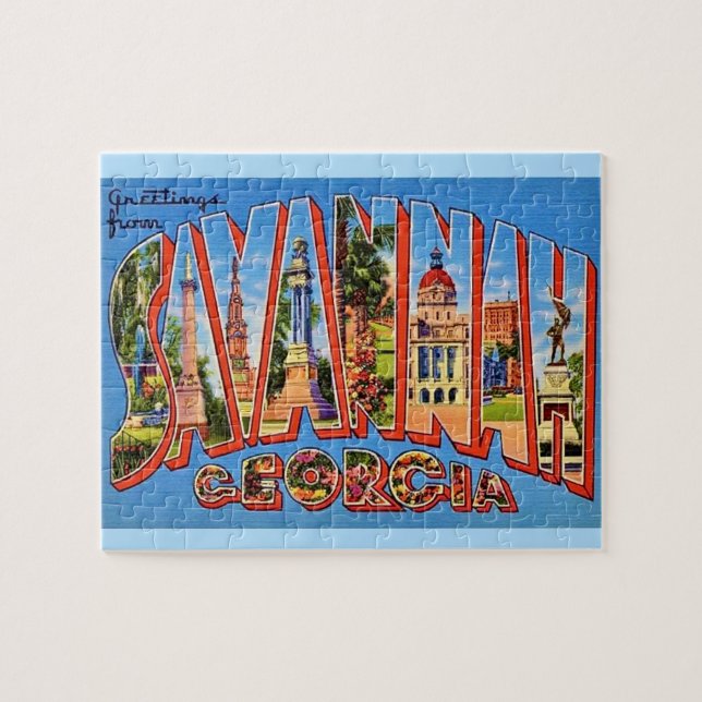 Quebra-cabeça Cartão-postal Savannah Georgia 8x10 (Horizontal)