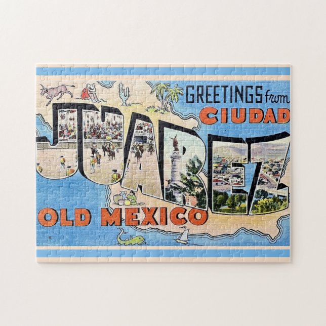 Quebra-cabeça Cartão postal Vintage Juarez México (Horizontal)