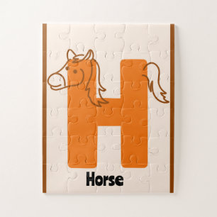 Quebra-cabeça Cartaz Alfabeto "H é para Cavalo"