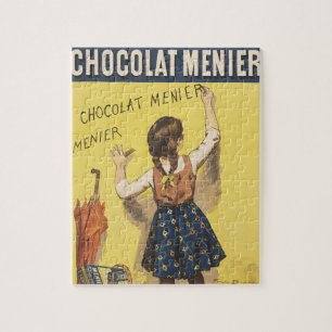 Quebra-cabeça Cartaz de Arte da Garota Francesa Chocolat Menier