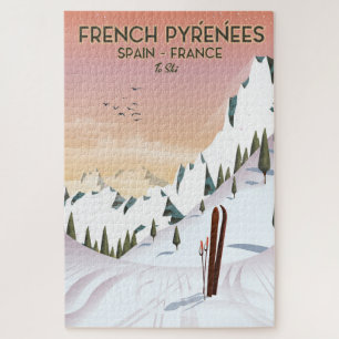 Quebra-cabeça Cartaz de esqui dos Pirenéus Franceses