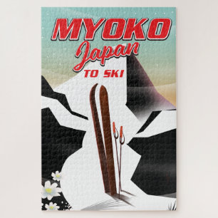 Quebra-cabeça cartaz de esqui myoko japão