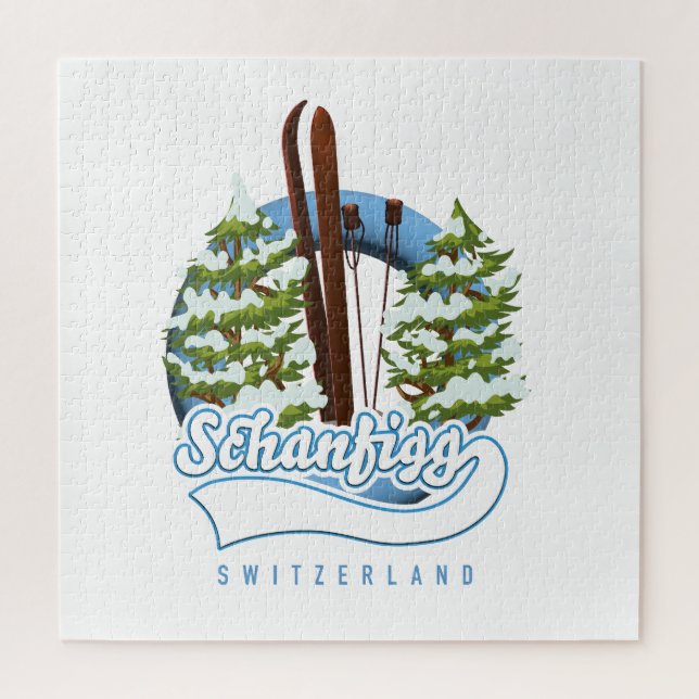 Quebra-cabeça Cartaz de esqui Schanfigg Suíça (Vertical)