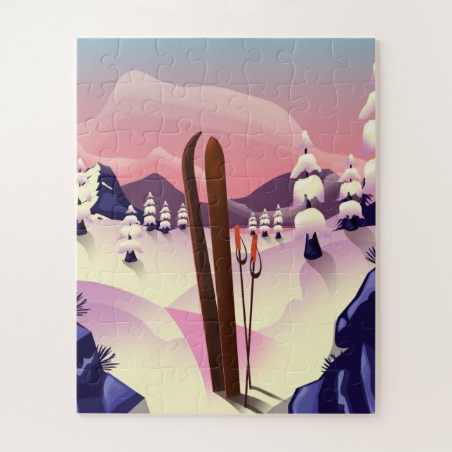 Quebra-cabeça Cartaz de esqui vintage (Vertical)