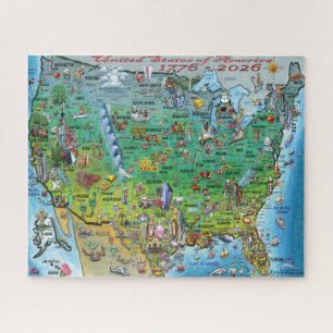Quebra-cabeça Cartaz de Mapa Divertido dos Estados Unidos da Amé