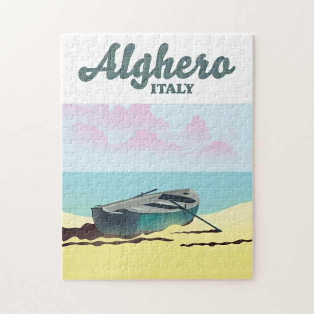 Quebra-cabeça Cartaz de viagem antigo de Alghero Itália (Vertical)