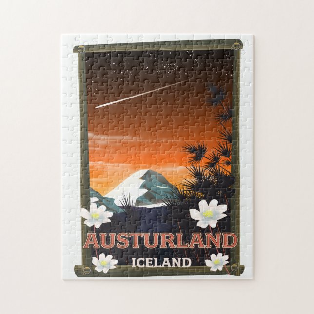 Quebra-cabeça Cartaz de viagem Austurland Islândia (Vertical)