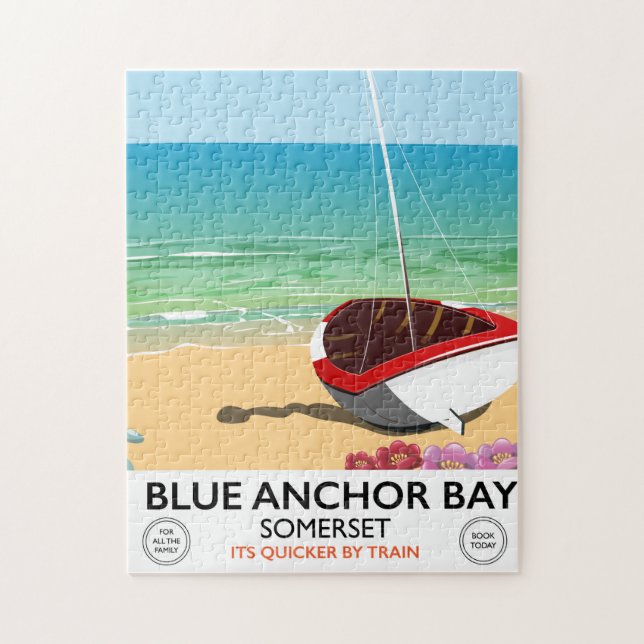 Quebra-cabeça Cartaz de viagem Blue Anchor Bay Somerset (Vertical)