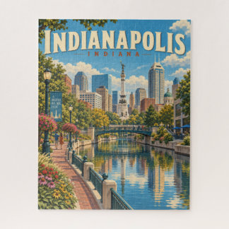 Quebra-cabeça Cartaz de Viagem da Cidade de Indianapolis Indiana