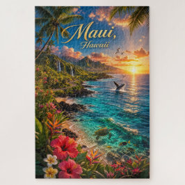 Quebra-cabeça Cartaz de Viagem da Costa Tropical do Maui Havaí