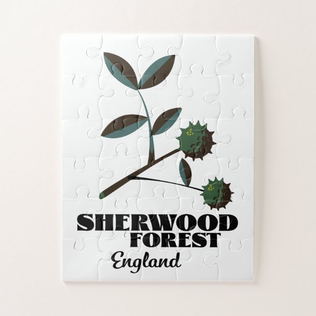 Quebra-cabeça Cartaz de viagem da Floresta de Sherwood Inglaterr (Vertical)