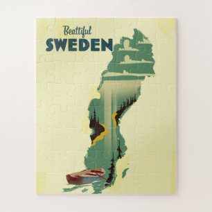 Quebra-cabeça Cartaz de viagem da linda Suécia