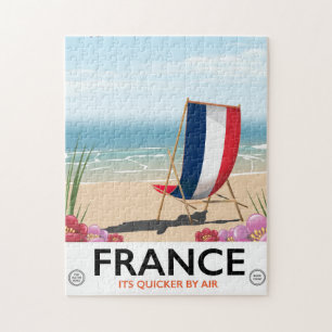 Quebra-cabeça cartaz de viagem da praia à beira-mar da França