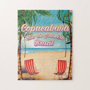 Quebra-cabeça Cartaz de viagem da praia de Copacabana, Rio de Ja