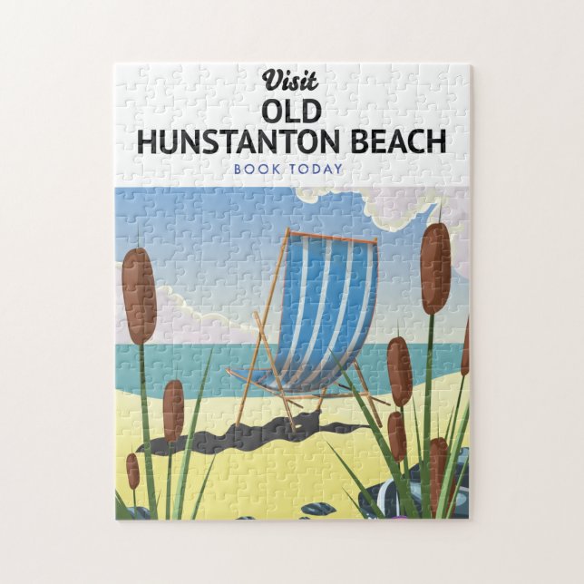 Quebra-cabeça cartaz de viagem da praia de Old Hunstanton (Vertical)