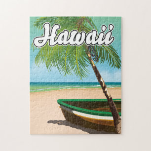 Quebra-cabeça Cartaz de viagem da Praia Tropical do Havaí