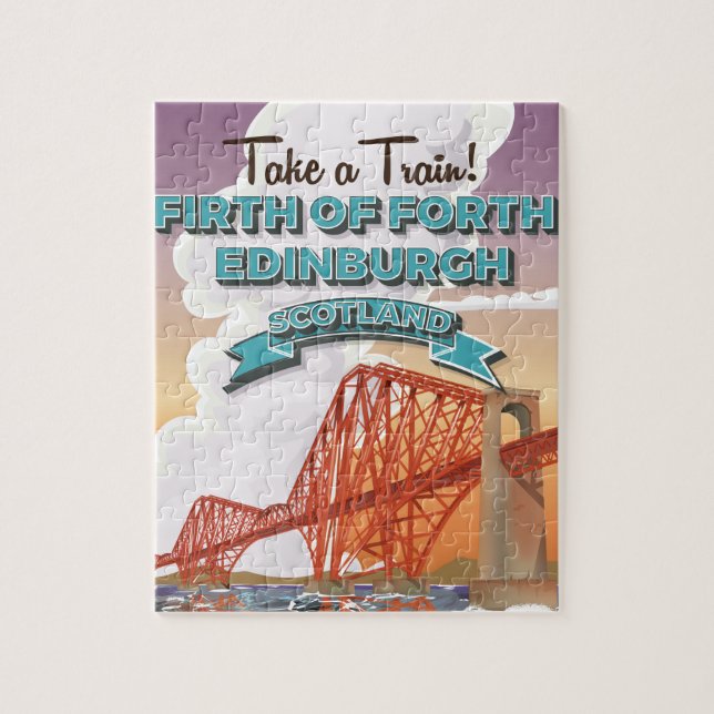 Quebra-cabeça Cartaz de viagem da Quarta Ponte da Escócia. (Vertical)