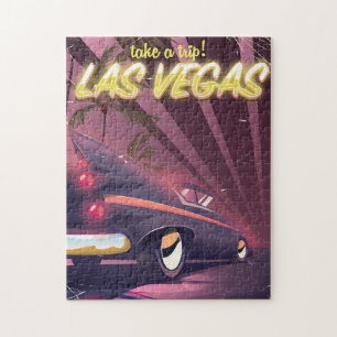 Quebra-cabeça Cartaz de viagem de automóvel vintage de Las Vegas