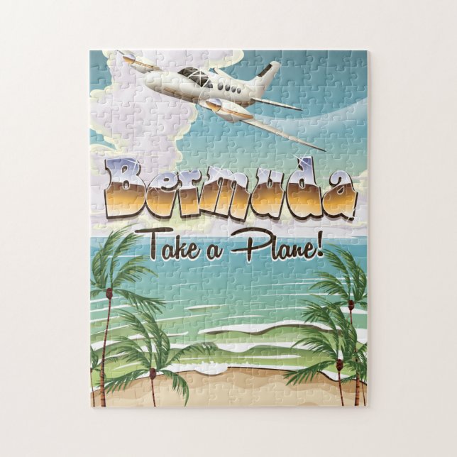 Quebra-cabeça Cartaz de viagem de avião para Bermudas (Vertical)