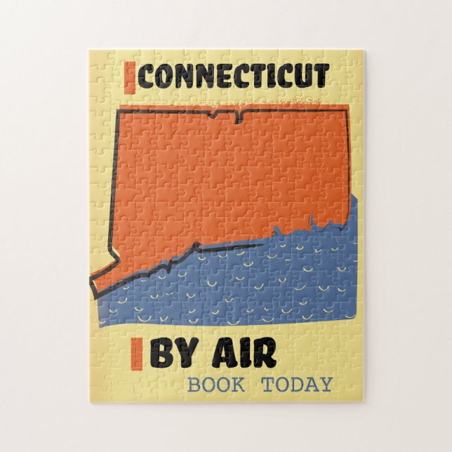 Quebra-cabeça Cartaz de viagem de Connecticut de avião (Vertical)
