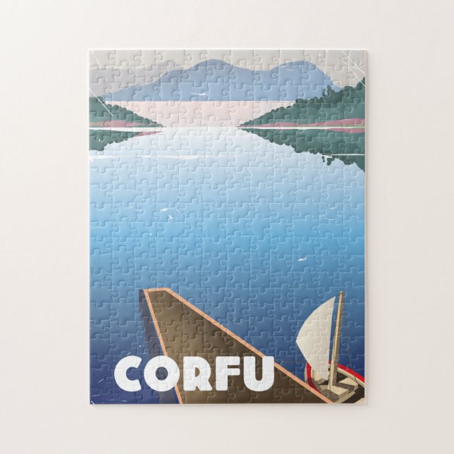 Quebra-cabeça Cartaz de viagem de Corfu (Vertical)