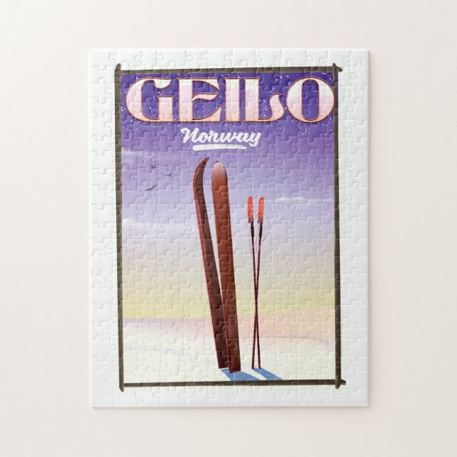 Quebra-cabeça cartaz de viagem de esqui Geilo, Noruega (Vertical)