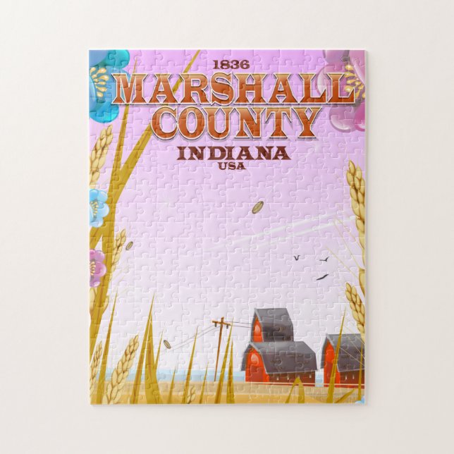 Quebra-cabeça Cartaz de viagem do Condado de Marshall '1836' Ind (Vertical)