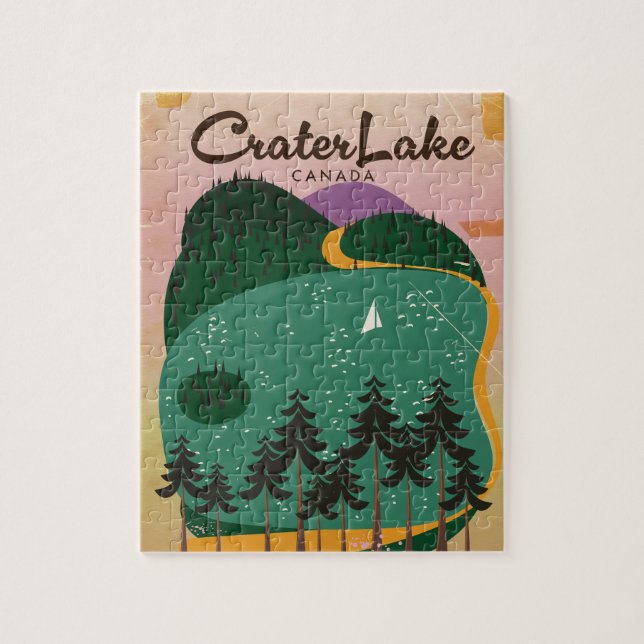 Quebra-cabeça Cartaz de viagem do lago Cratera Canadá (Vertical)