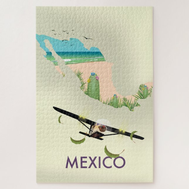 Quebra-cabeça Cartaz de viagem do mapa do México (Vertical)