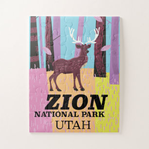 Quebra-cabeça Cartaz de viagem do parque nacional Zion Utah.
