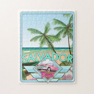 Quebra-cabeça Cartaz de viagem estilo vintage Salvador Brasil.