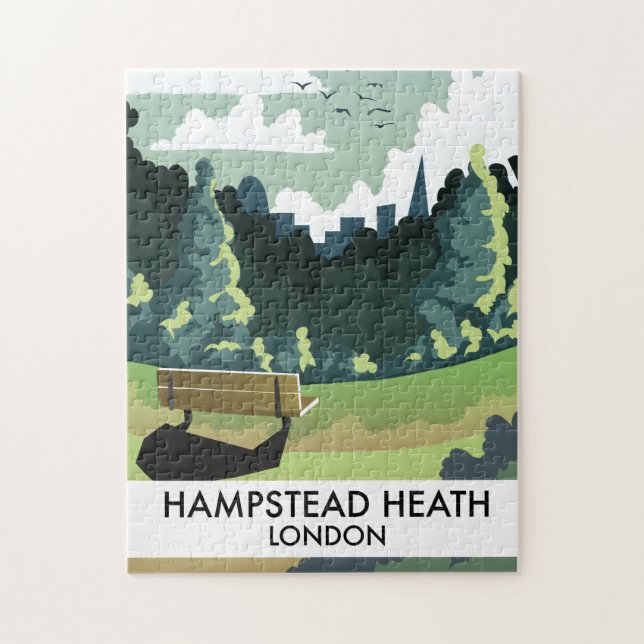 Quebra-cabeça Cartaz de viagem Hampstead Heath Londres. (Vertical)