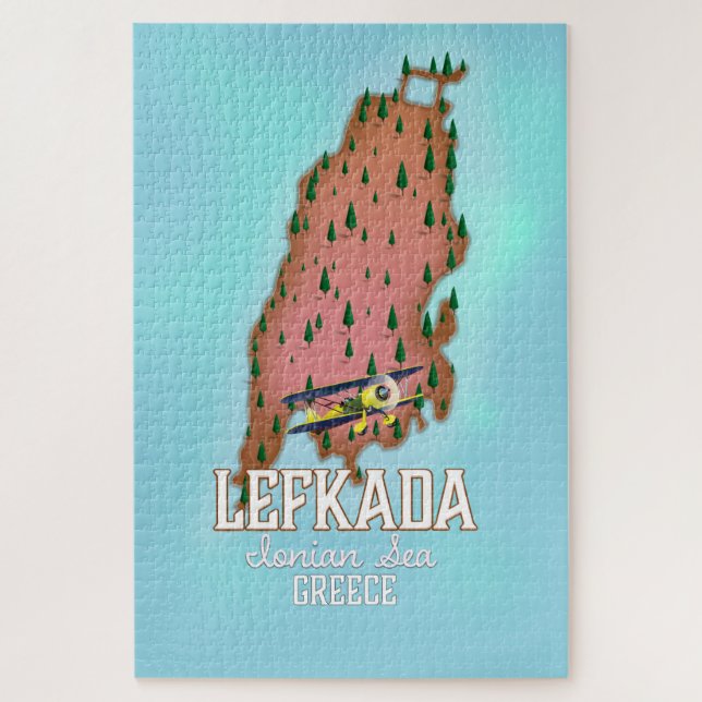 Quebra-cabeça Cartaz de viagem Lefkada Grécia. (Vertical)
