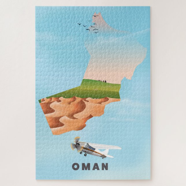 Quebra-cabeça cartaz de viagem mapa ilustrado de Omã (Vertical)