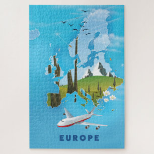 Quebra-cabeça Cartaz de viagem paisagem do mapa da Europa