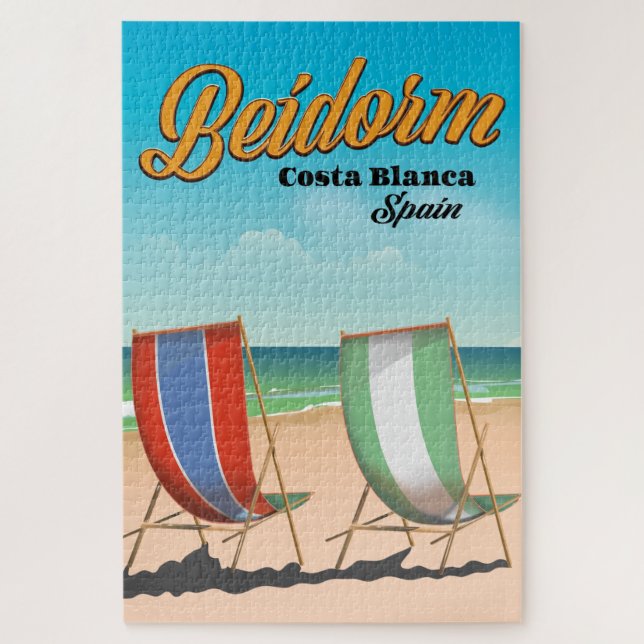 Quebra-cabeça cartaz de viagem para a praia de Benidorm (Vertical)