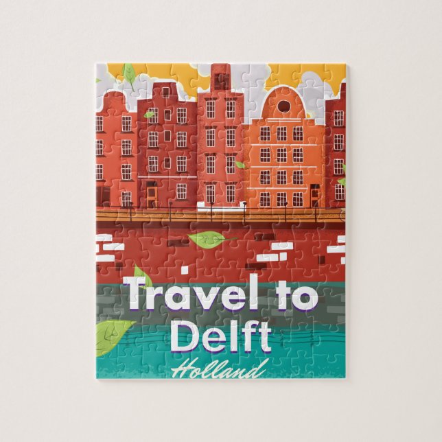 Quebra-cabeça Cartaz de viagem para Delft Holanda (Vertical)